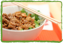 Chicken teriyaki served over rice