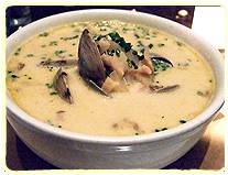 a bowl of new england clam chowder