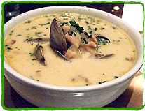 a bowl of clam chowder